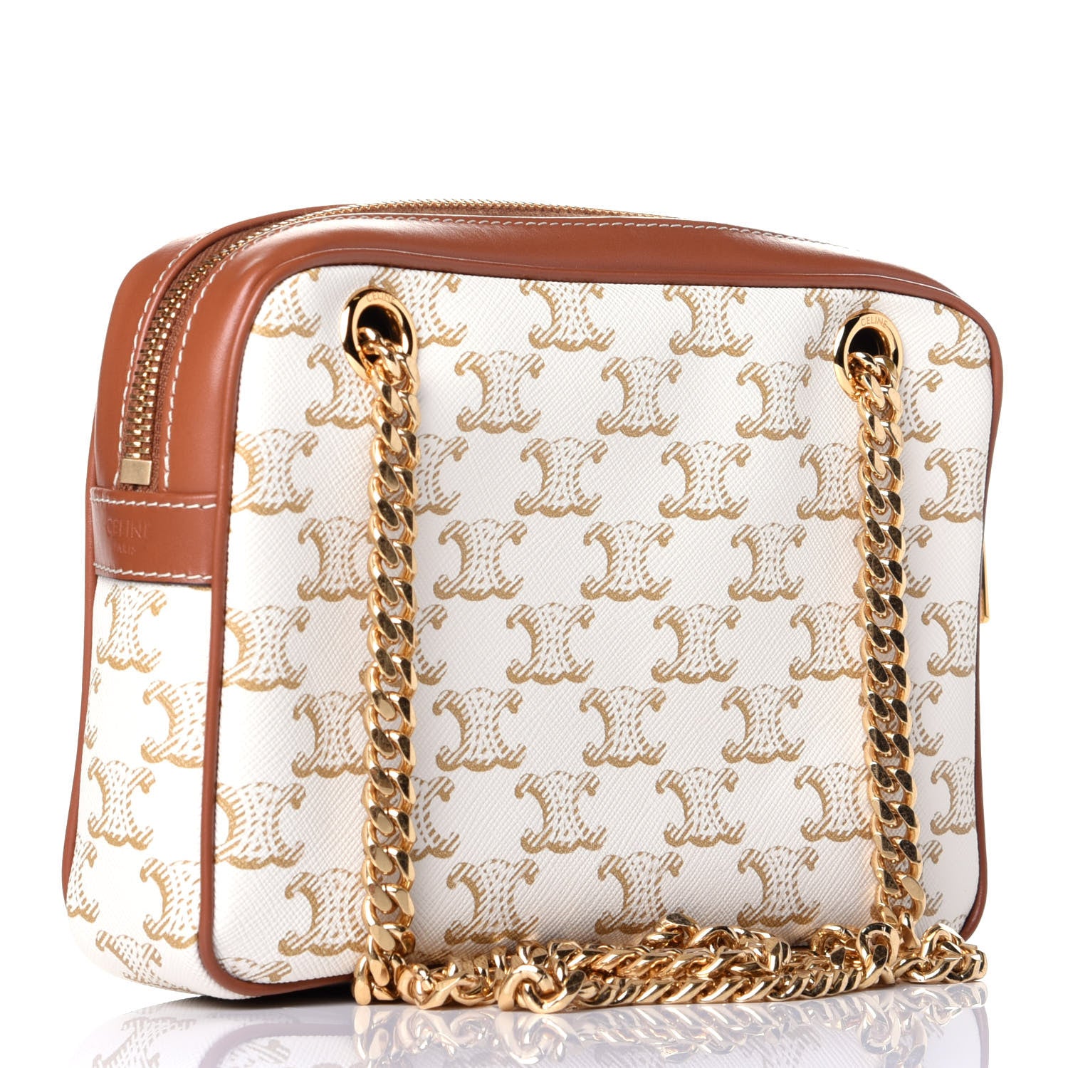 Celine Calfskin Triomphe Canvas Small Patapans White 2 of 9