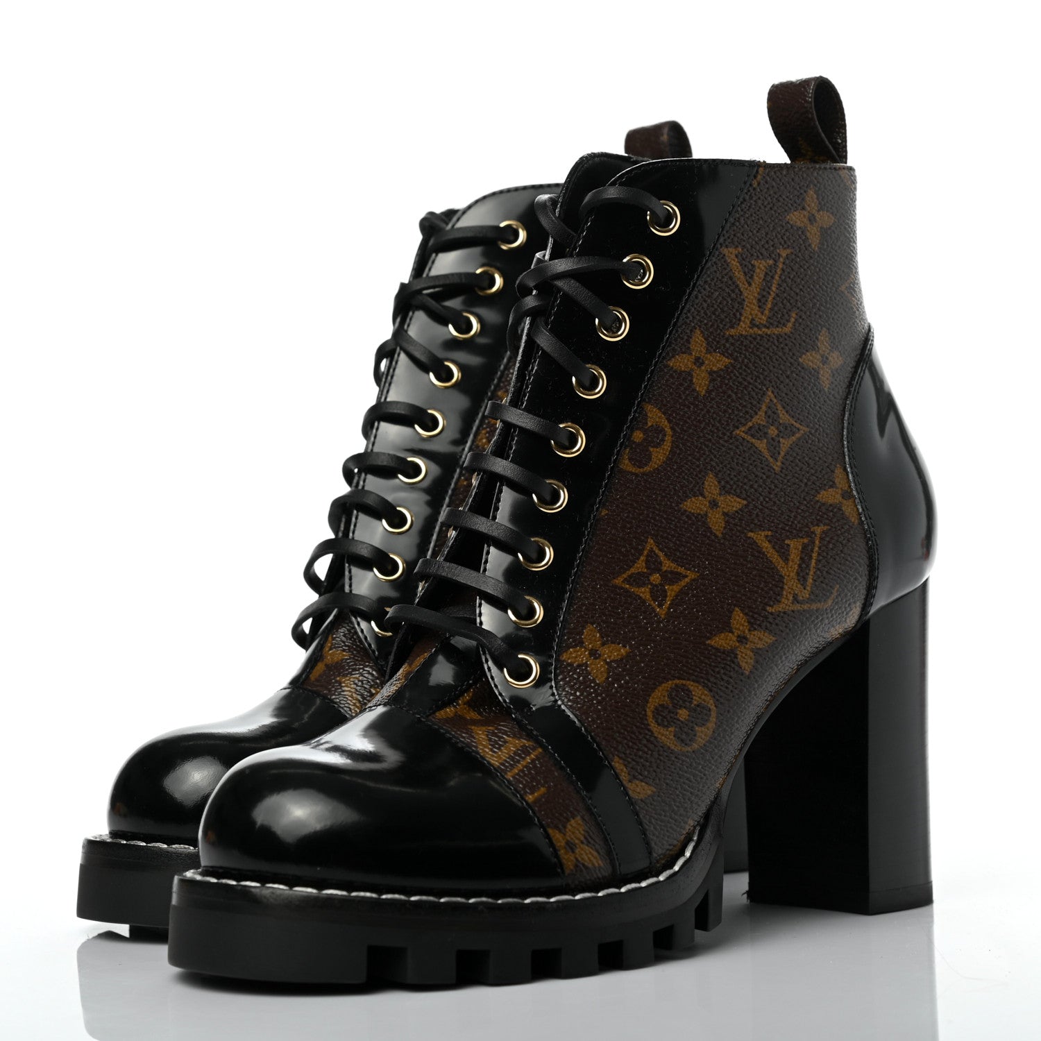 Louis Vuitton Patent Calfskin Monogram Star Trail Ankle Boots 40 Black 3 of 11