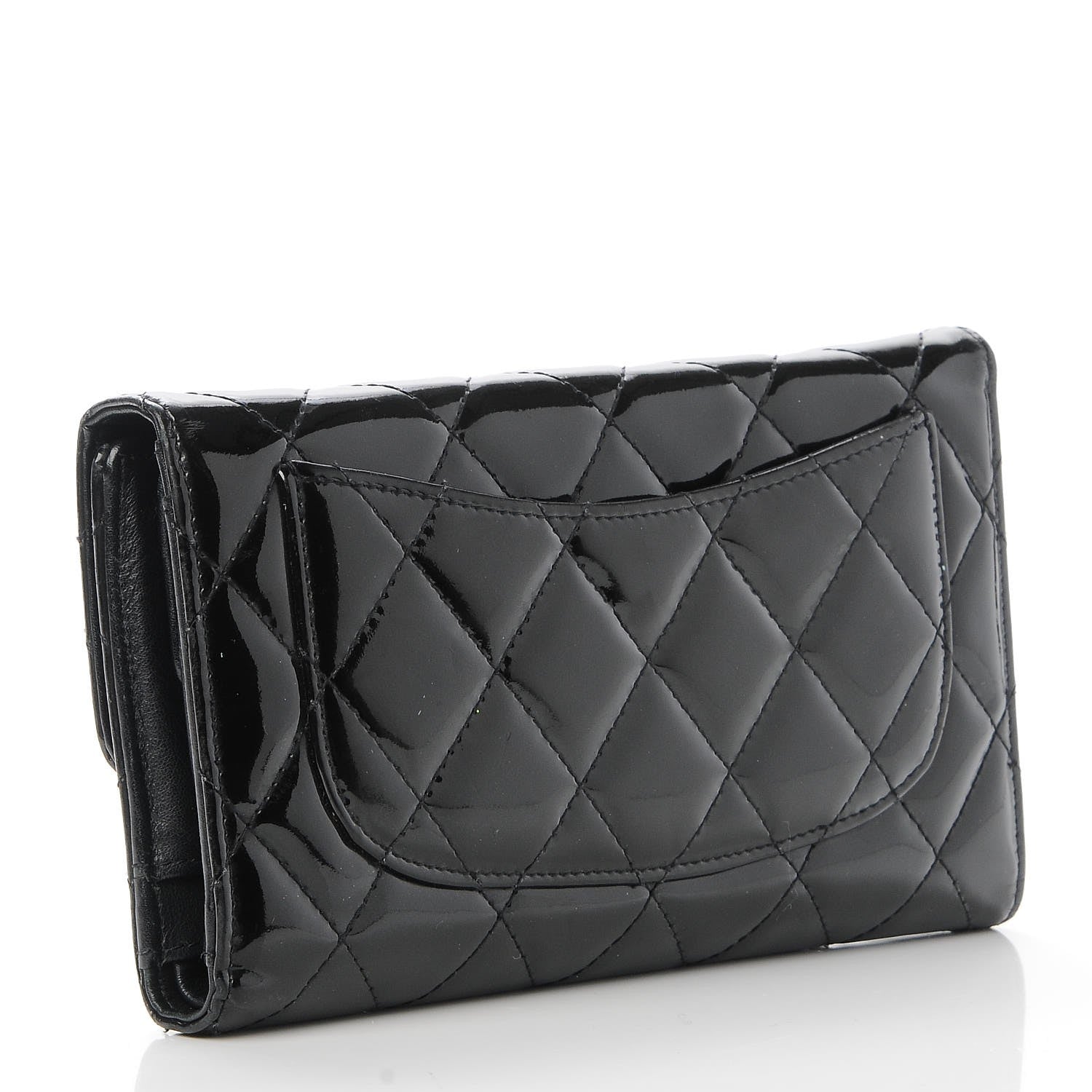 Chanel Patent Calfskin Quilted Large Flap Wallet Black 3 of 9