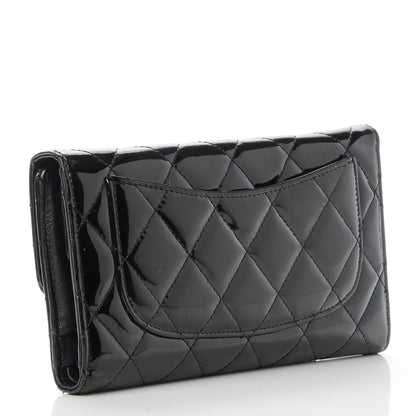 Chanel Patent Calfskin Quilted Large Flap Wallet Black 3 of 9