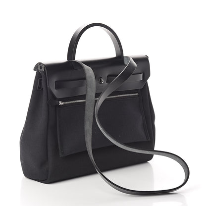 Hermes Military Toile Vache Hunter Herbag Zip PM 31 Black 4 of 10
