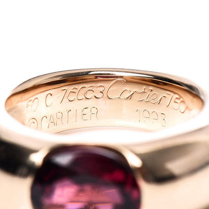 Cartier 18K Yellow Gold Garnet Ellipse Ring 50 5.5 4 of 4