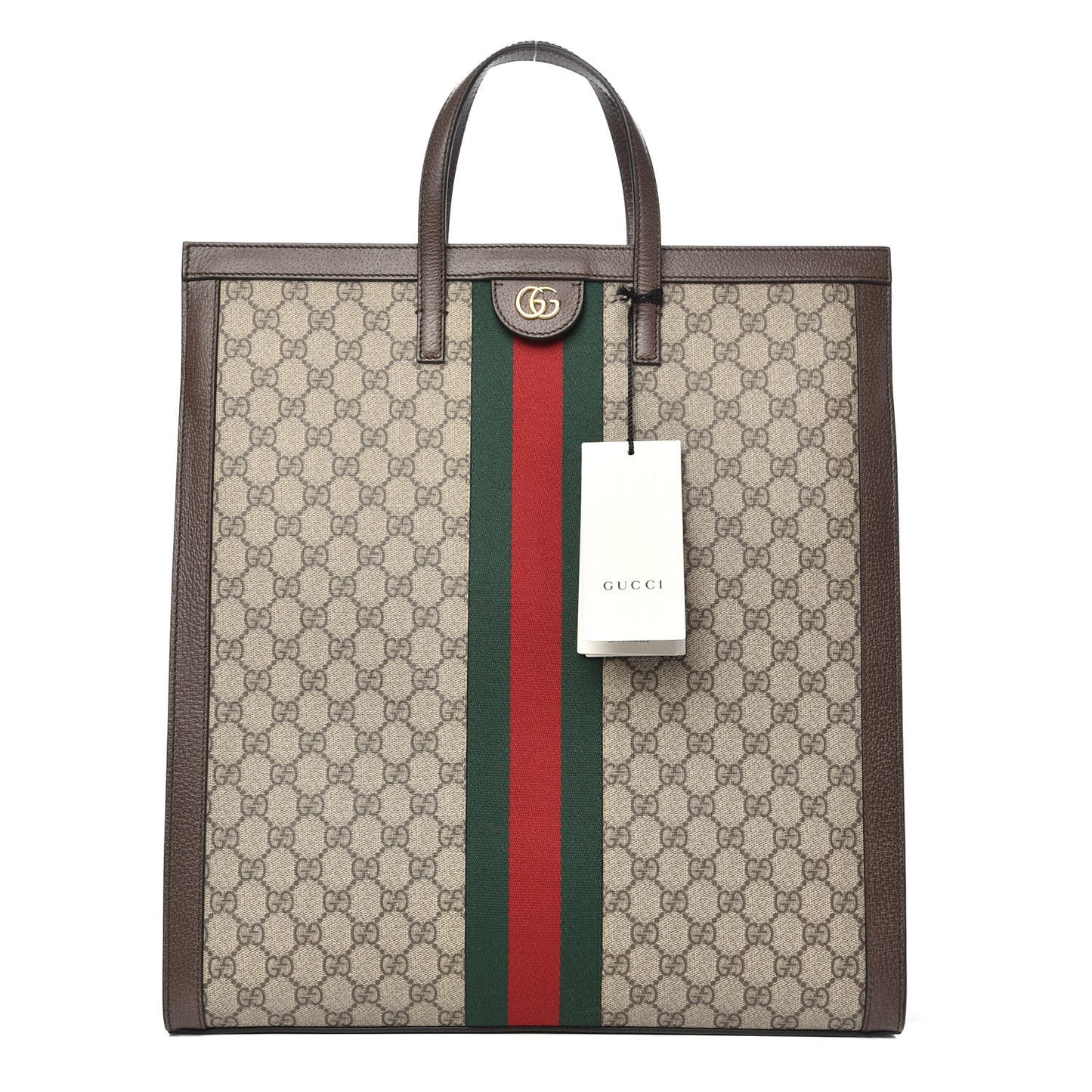 GG Supreme Monogram Web Ophidia Vertical Tote Brown