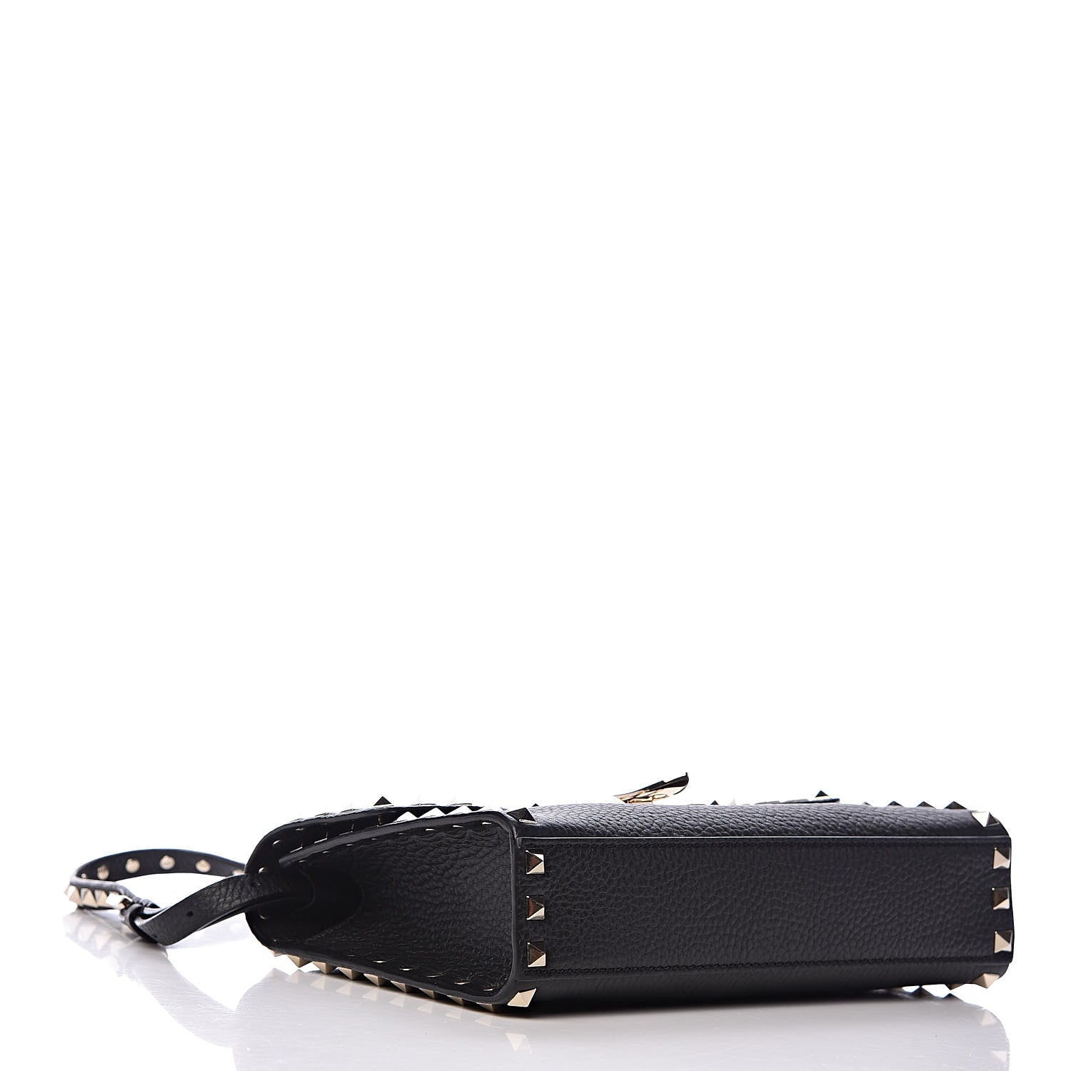 Valentino Garavani Pebbled Calfskin Medium Rockstud Flip Lock Crossbody Bag Black 4 of 8