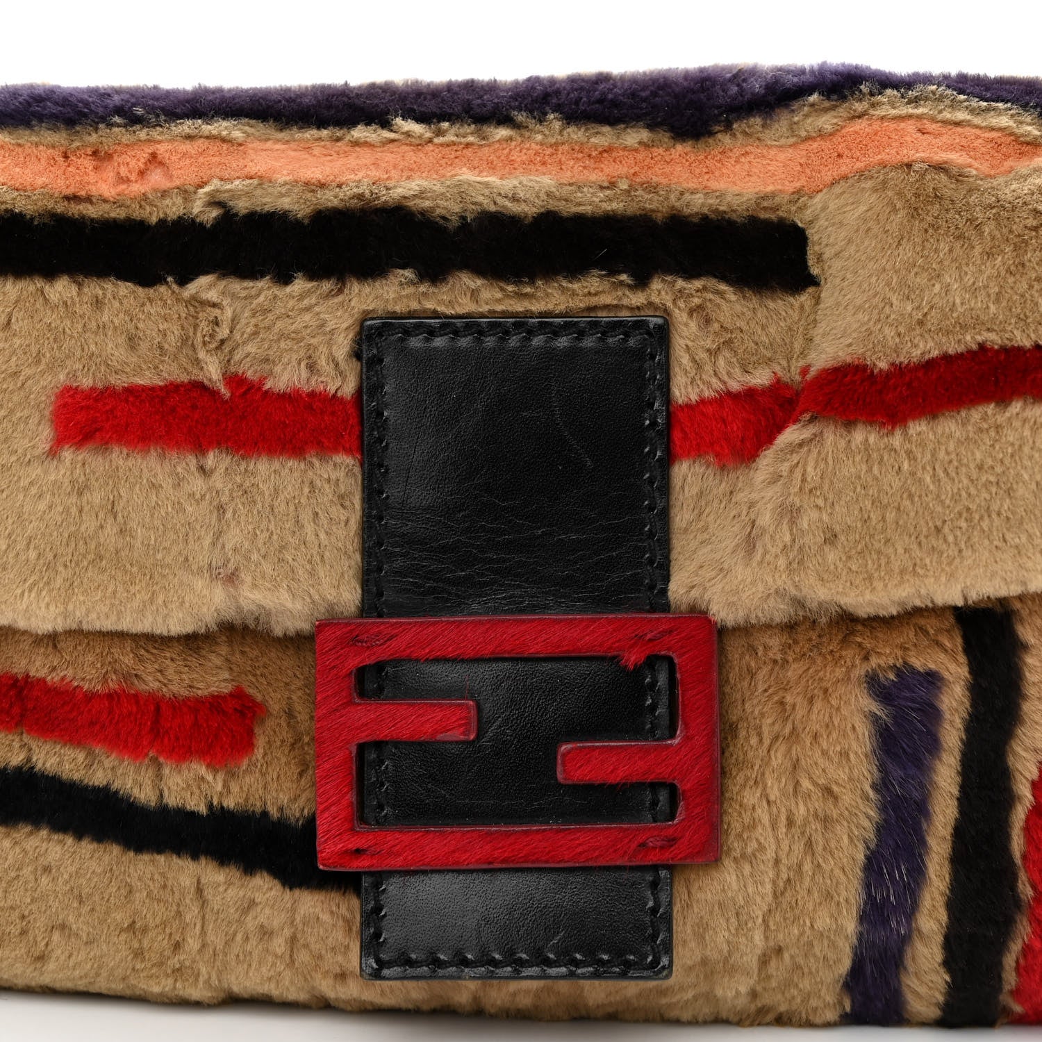 Fendi Rabbit Fur Striped Baguette Multicolor 7 of 11