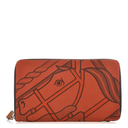 Hermes Toile Steeple GM Wallet Cornaline 1 of 7
