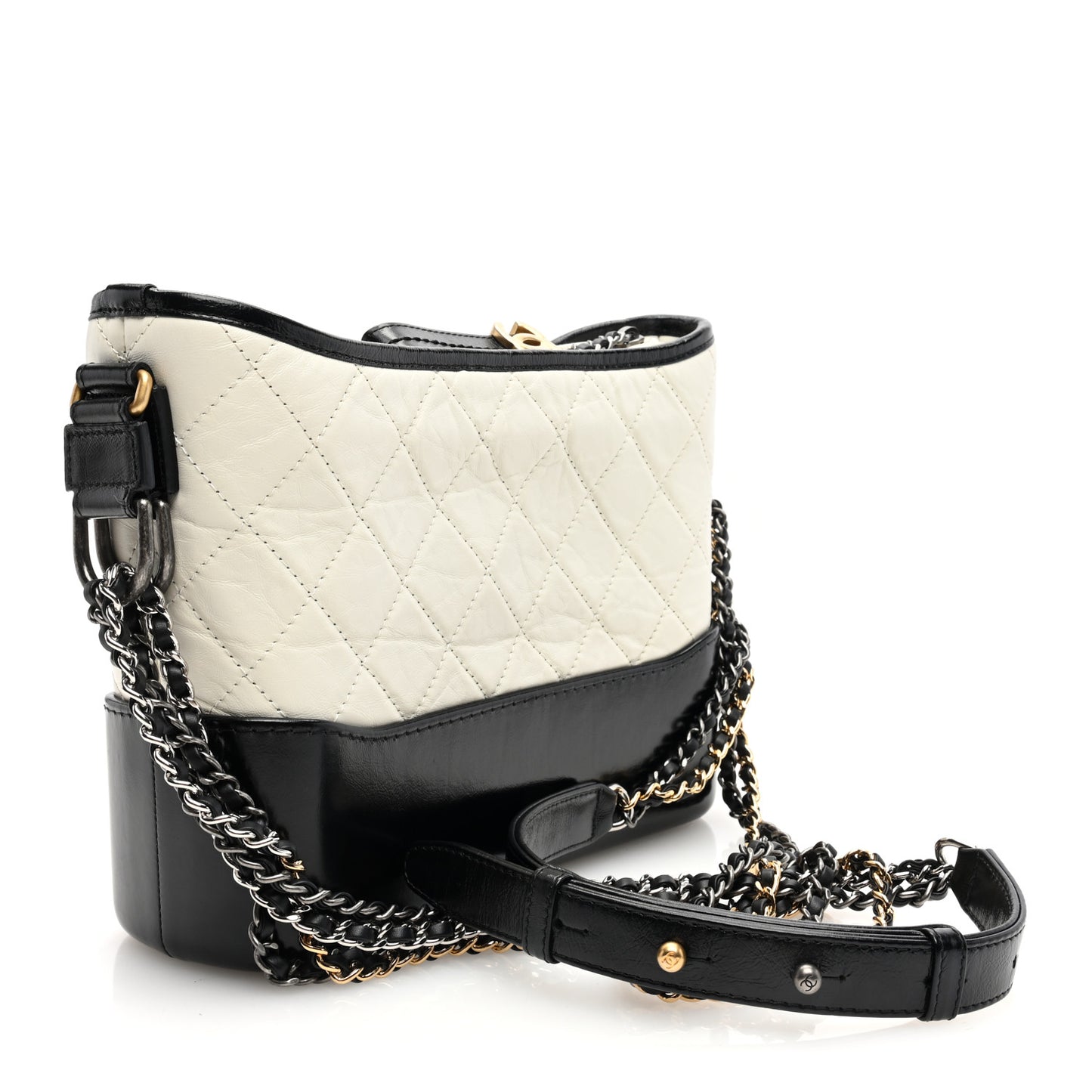 Aged Calfskin Quilted New Medium Gabrielle Hobo White