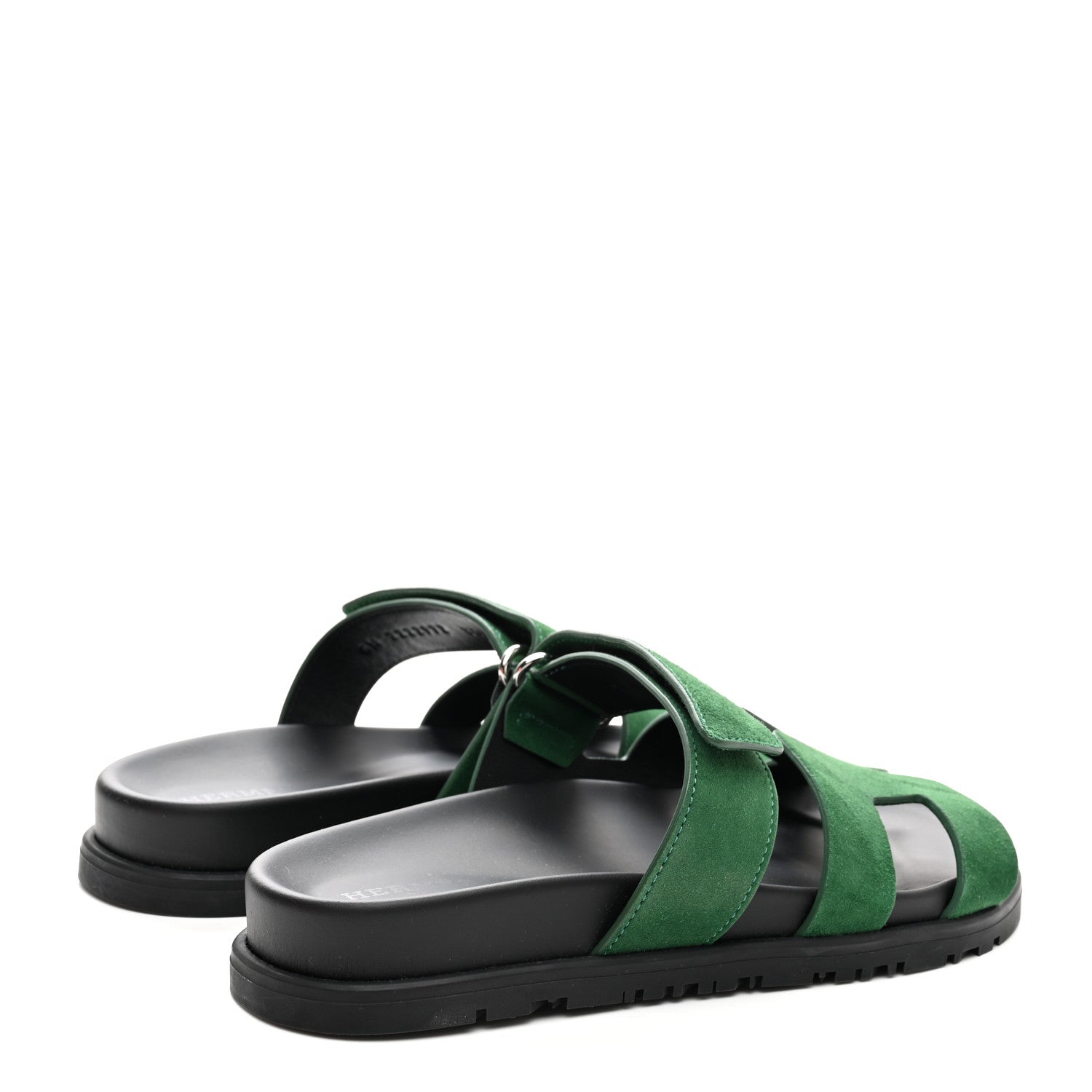 Hermes Suede Goatskin Womens Chypre Sandals 35.5 Vert Electrique 4 of 10