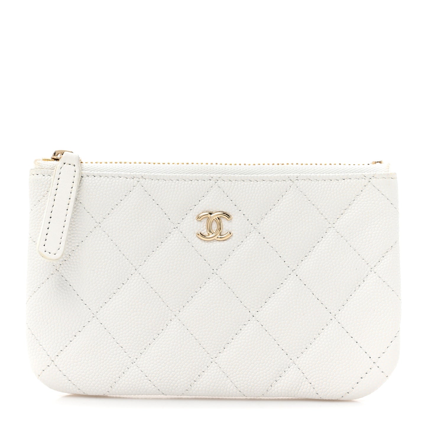 Caviar Quilted Small Pouch White