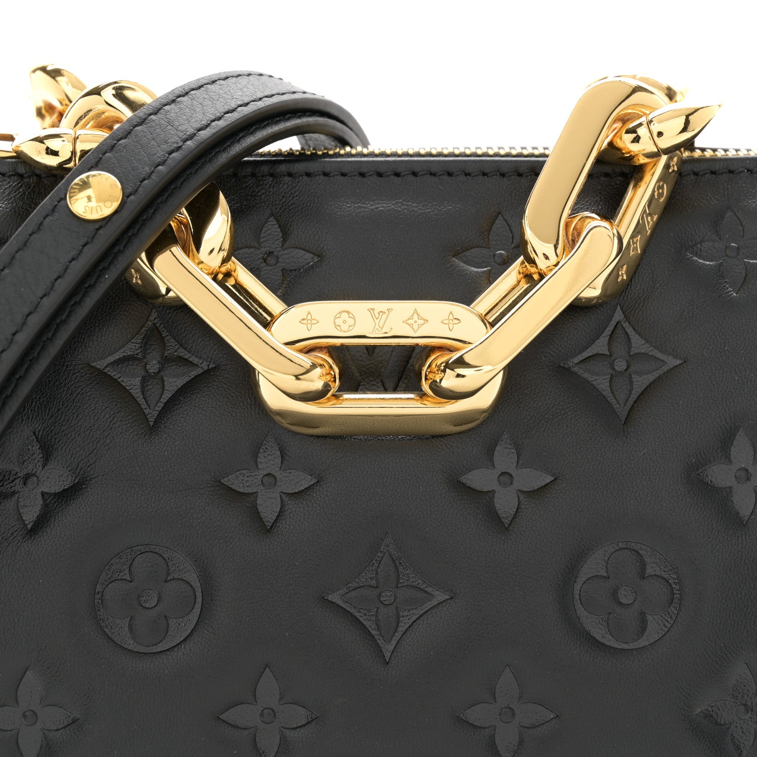 Louis Vuitton Lambskin Embossed Monogram Coussin BB Black 7 of 9