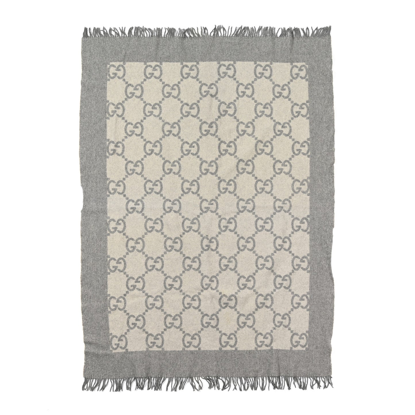 Wool Cashmere GG Monogram Blanket Grey