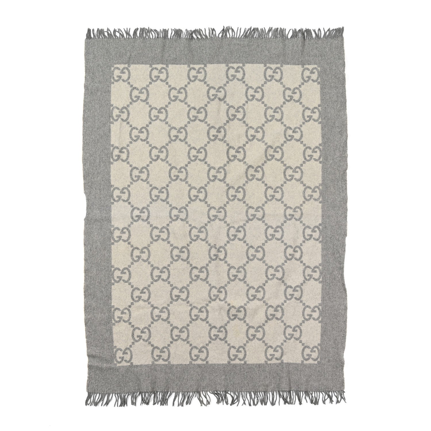 Gucci Wool Cashmere GG Monogram Blanket Grey 1 of 3