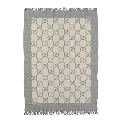 Gucci Wool Cashmere GG Monogram Blanket Grey 1 of 3