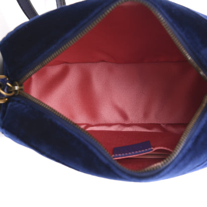 Gucci Velvet Matelasse Small GG Marmont Chain Shoulder Bag Cobalt 5 of 10