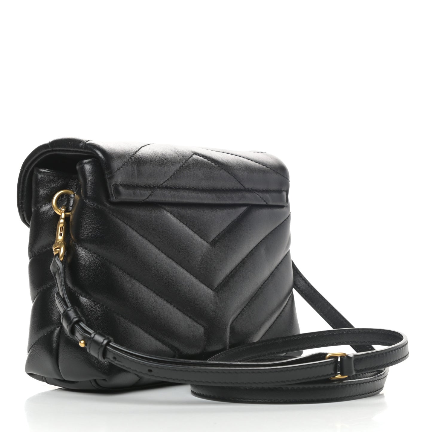 Calfskin Y Quilted Monogram Toy Loulou Crossbody Bag Black