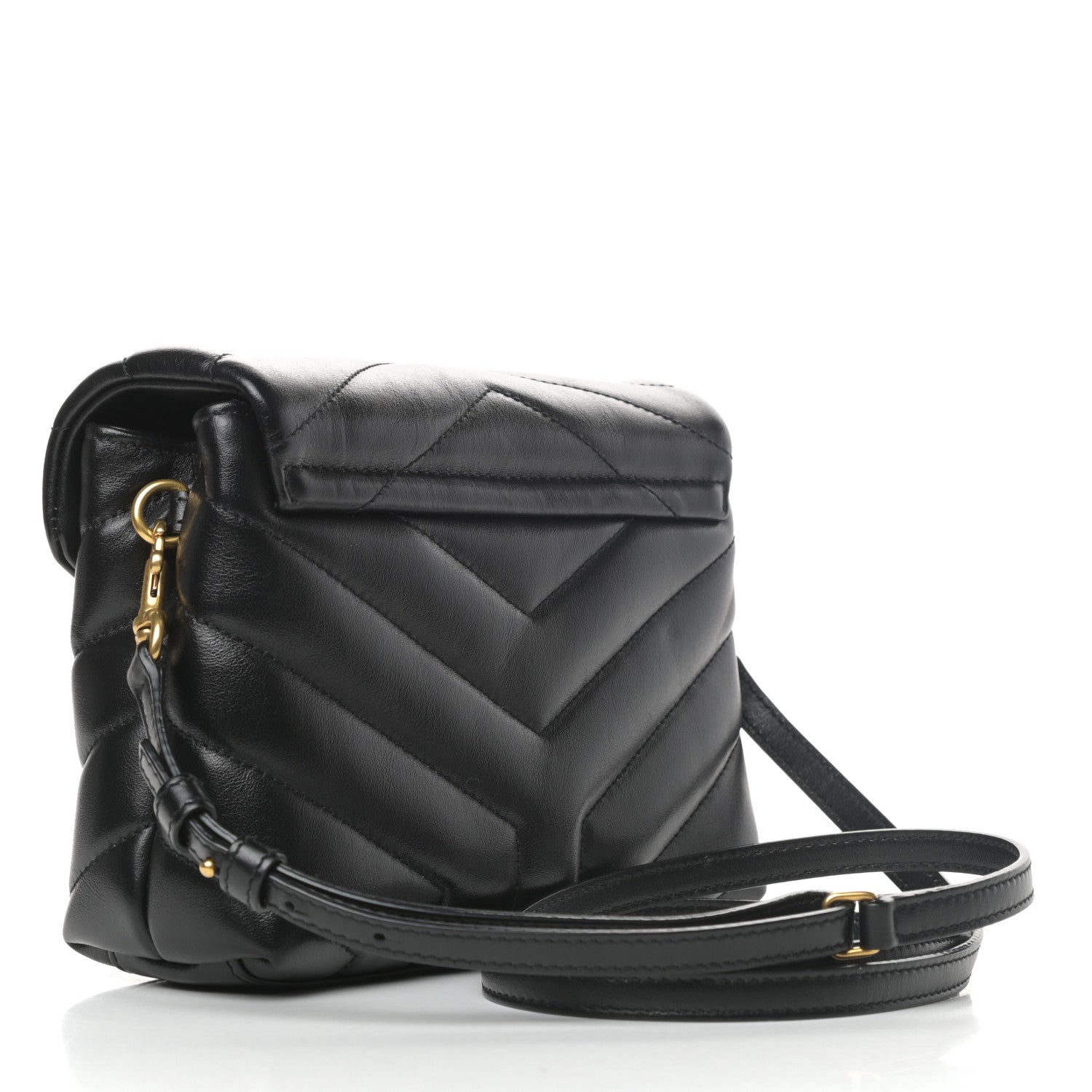 Saint Laurent Calfskin Y Quilted Monogram Toy Loulou Crossbody Bag Black 3 of 9
