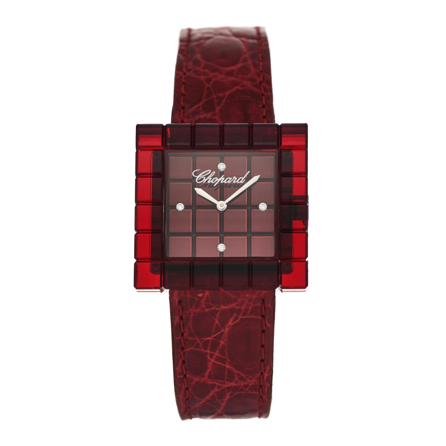 Chopard Stainless Steel Alligator Diamond Red Resin 32mm Be Mad Quartz Watch Red 1 of 4