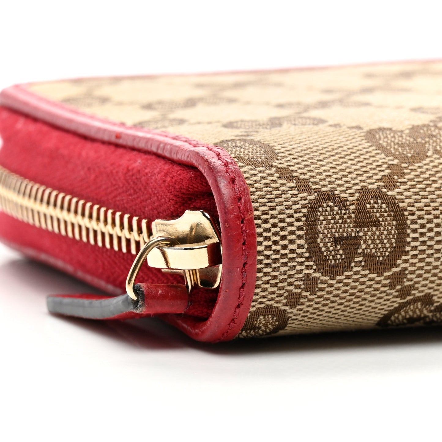 Monogram Dollar Calfskin Zip Around Compact Wallet Beige Ebony Rosso