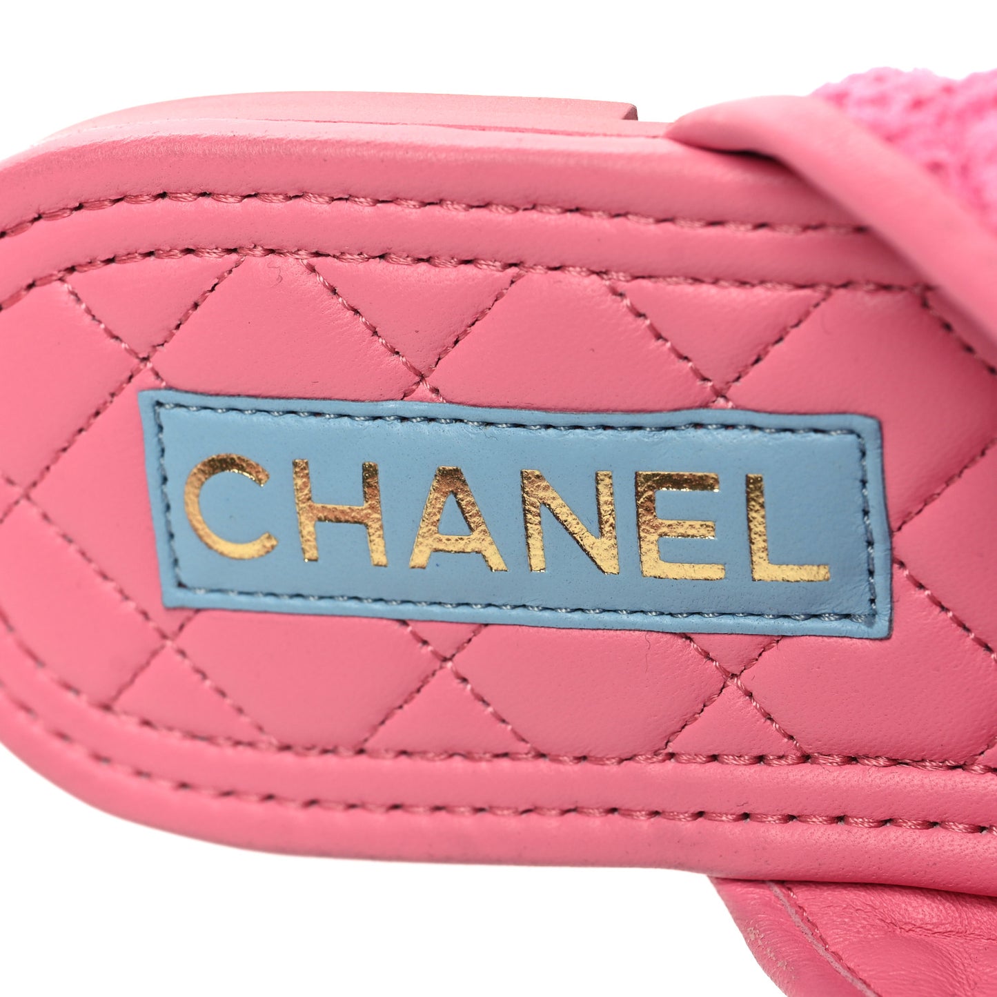 Lambskin Tweed CC Thong Sandals 37.5 Pink