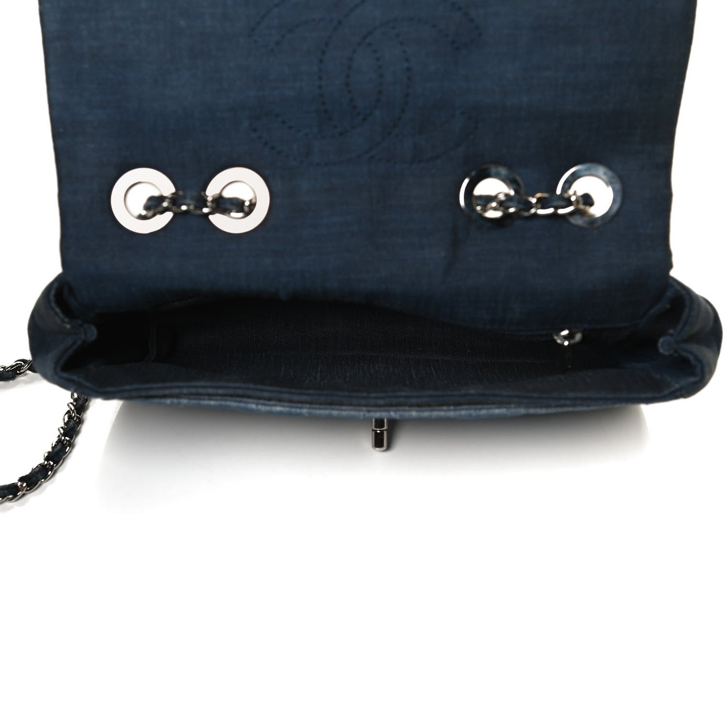 Denim Quilted Small Medallion Flap Light Blue