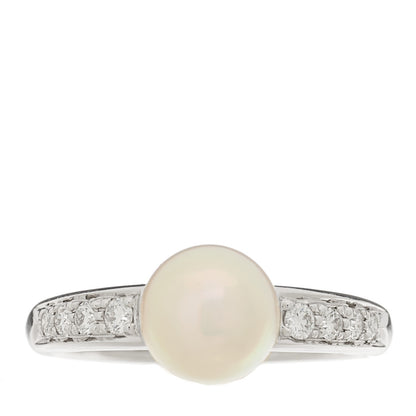 Mikimoto 18K White Gold Diamond Akoya Pearl 7.5-8mm Cocktail Ring 53 6.5 1 of 5