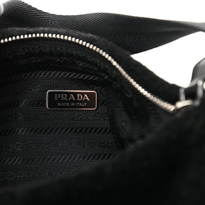 Prada Shearling Mini Re-Edition 2000 Bag Black 6 of 10
