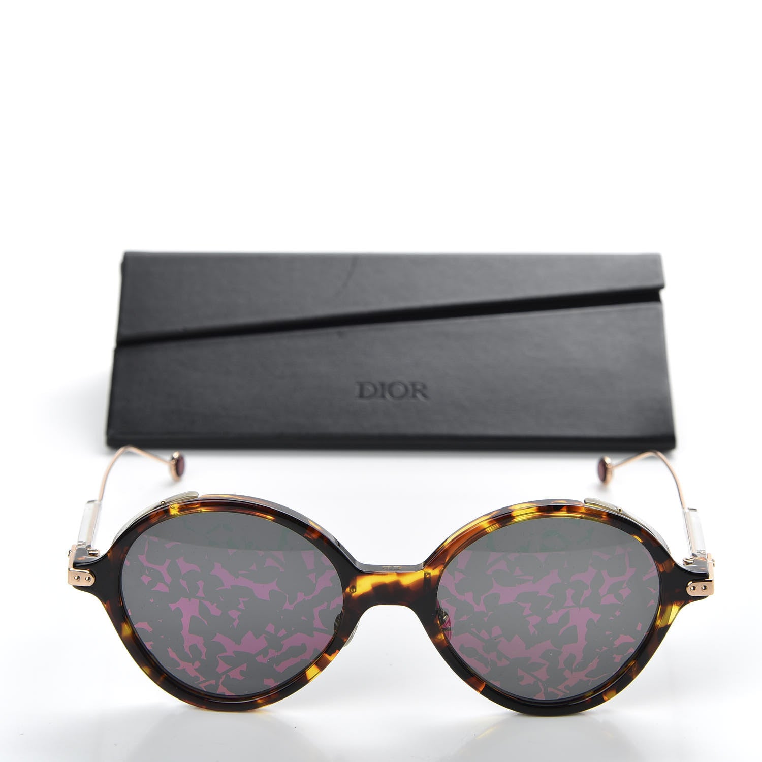 Christian Dior Acetate Leaf Print Umbrage Round Sunglasses Pink Foliage 7 of 7