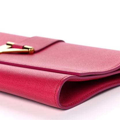 Saint Laurent Textured Calfskin Classic Y Ligne Clutch Fuchsia 8 of 9