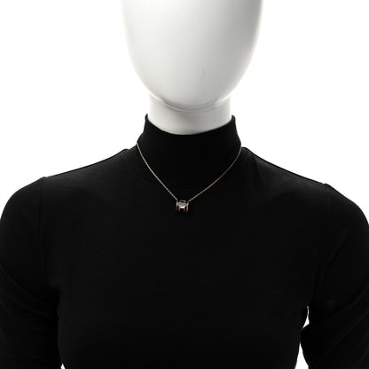 Hermes Lacquered Rose Gold Pop H Pendant Necklace Black 2 of 7