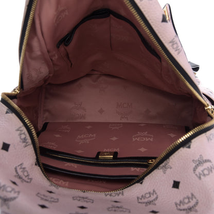 MCM Visetos Studded Medium Dual Stark Backpack Chalk Pink Black 4 of 8