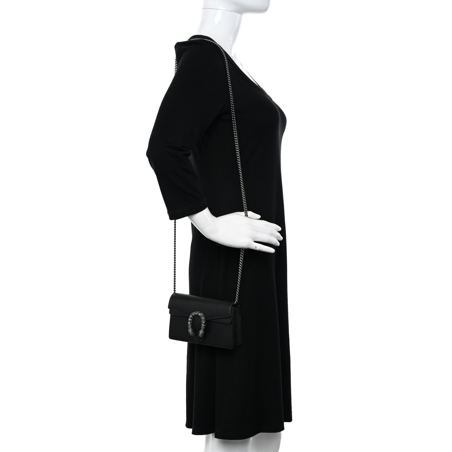 Gucci Calfskin Super Mini Dionysus Shoulder Bag Black 2 of 9