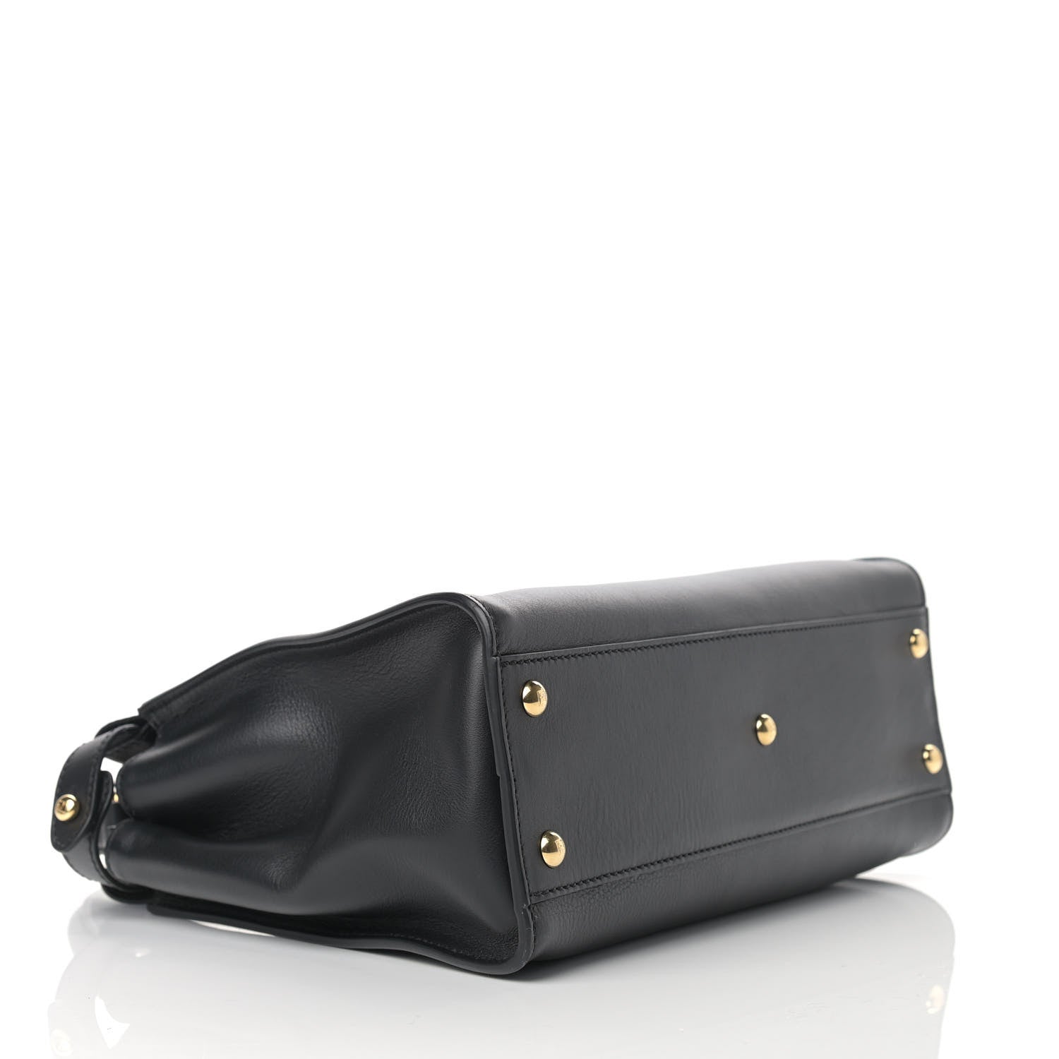 Fendi Vitello Seta Shiny Nappa Medium Peekaboo Iconic Satchel Black 3 of 9