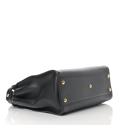 Fendi Vitello Seta Shiny Nappa Medium Peekaboo Iconic Satchel Black 3 of 9