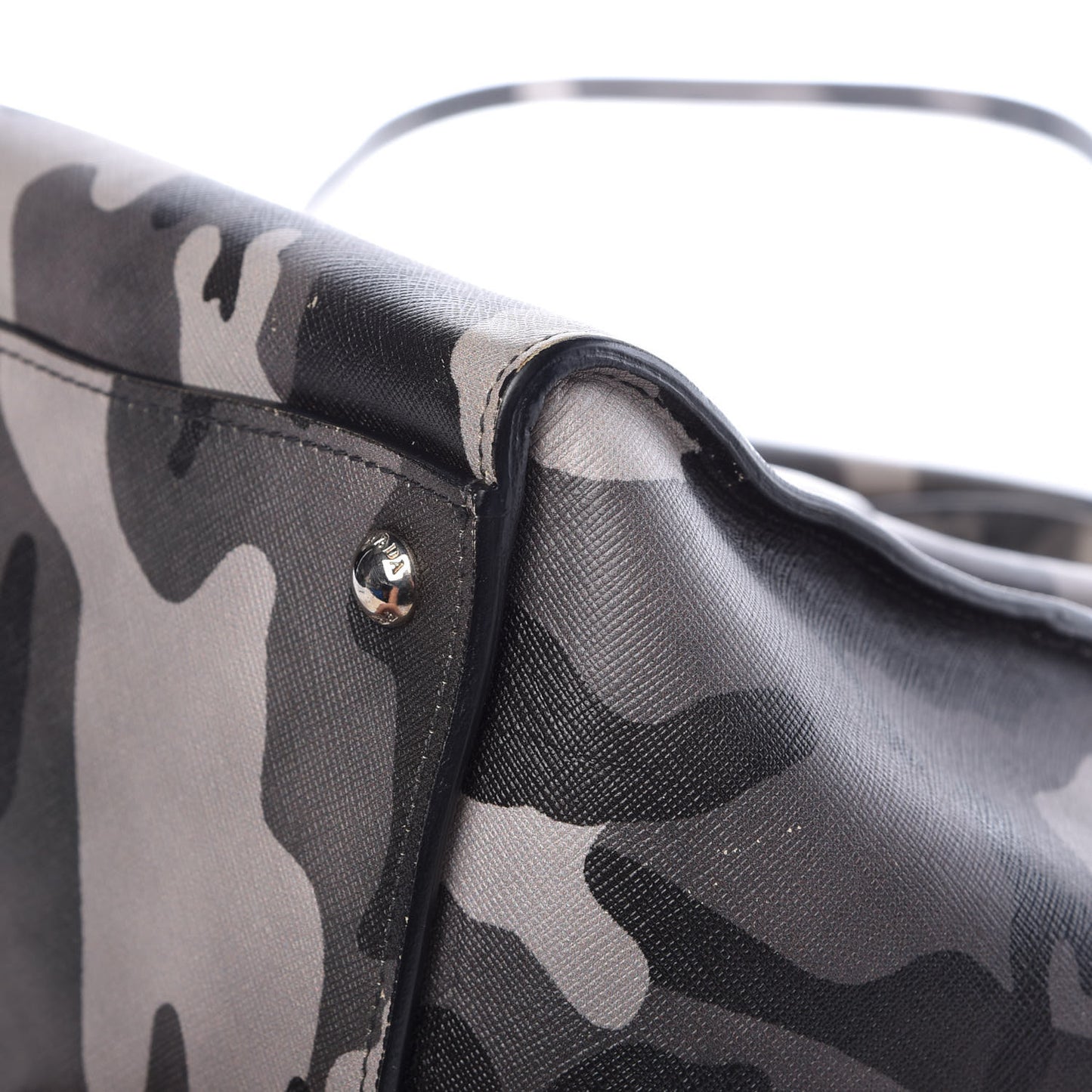 Saffiano Soft Camouflage Print Small Twin Pocket Tote Marmo Dis Camouflage