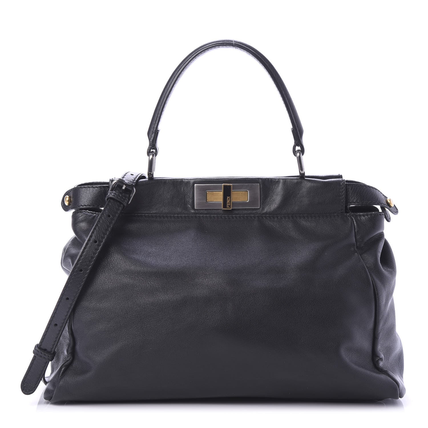 Fendi Vitello Suede Medium Peekaboo Iconic Satchel Black 1 of 11