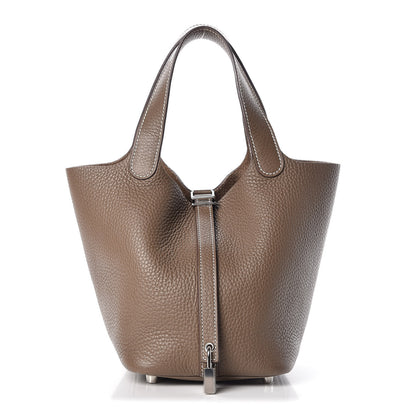 Hermes Taurillon Clemence Picotin Lock 18 PM Etoupe 1 of 12