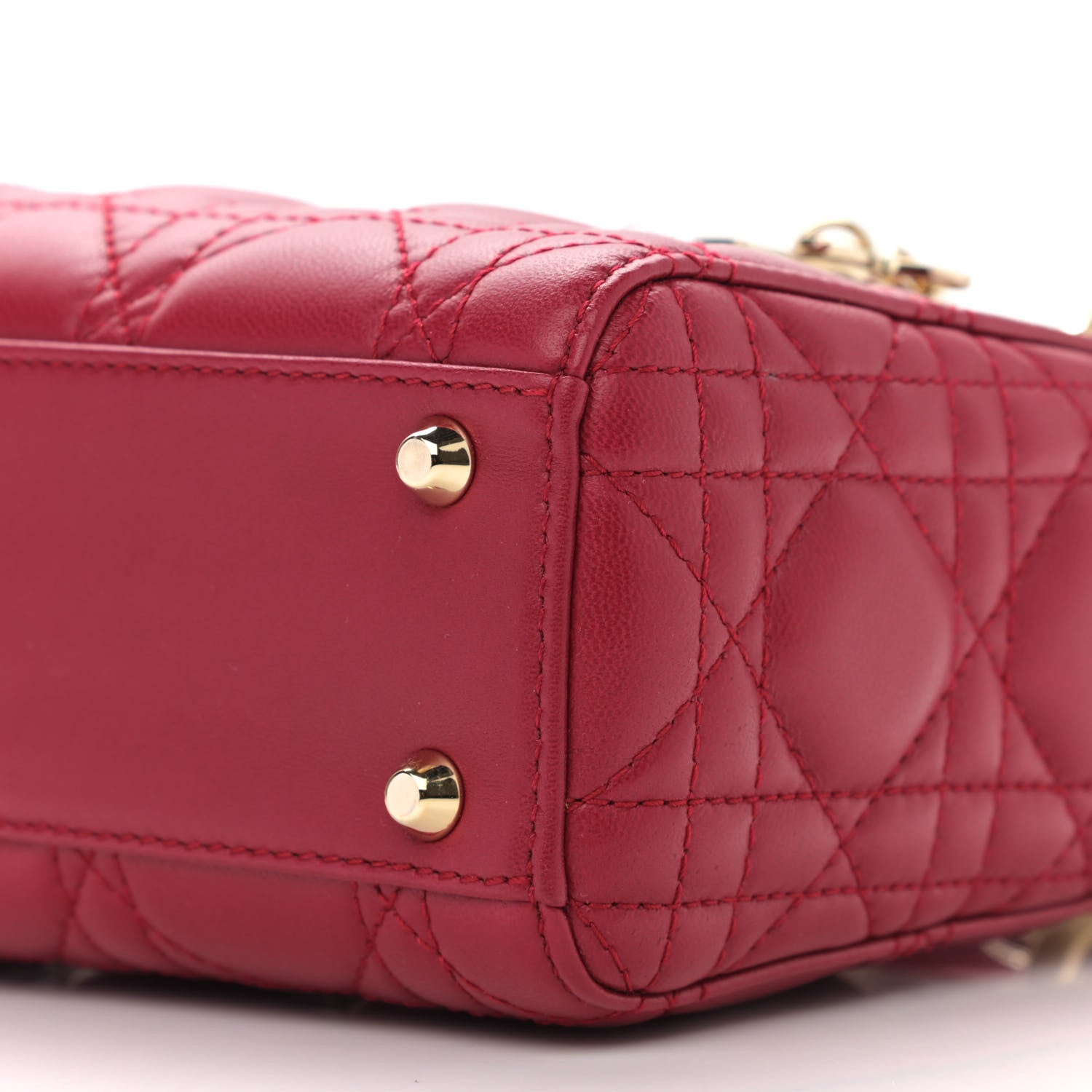 Christian Dior Lambskin Cannage Mini Lady Dior Burgundy 10 of 11