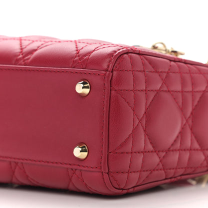 Christian Dior Lambskin Cannage Mini Lady Dior Burgundy 10 of 11