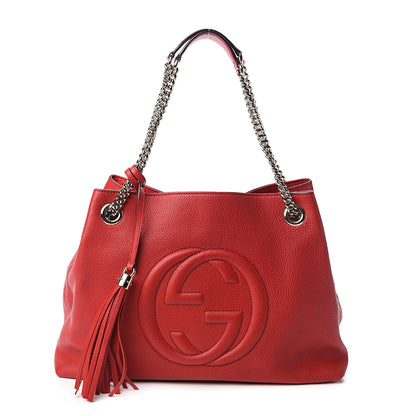 Gucci Pebbled Calfskin Medium Soho Chain Shoulder Bag Tabasco Red 1 of 11