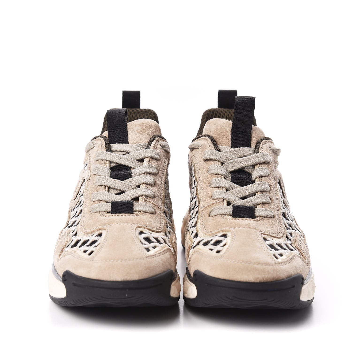 Chanel Suede Calfskin Embroidered CC Sneakers 36.5 Beige Black 3 of 11