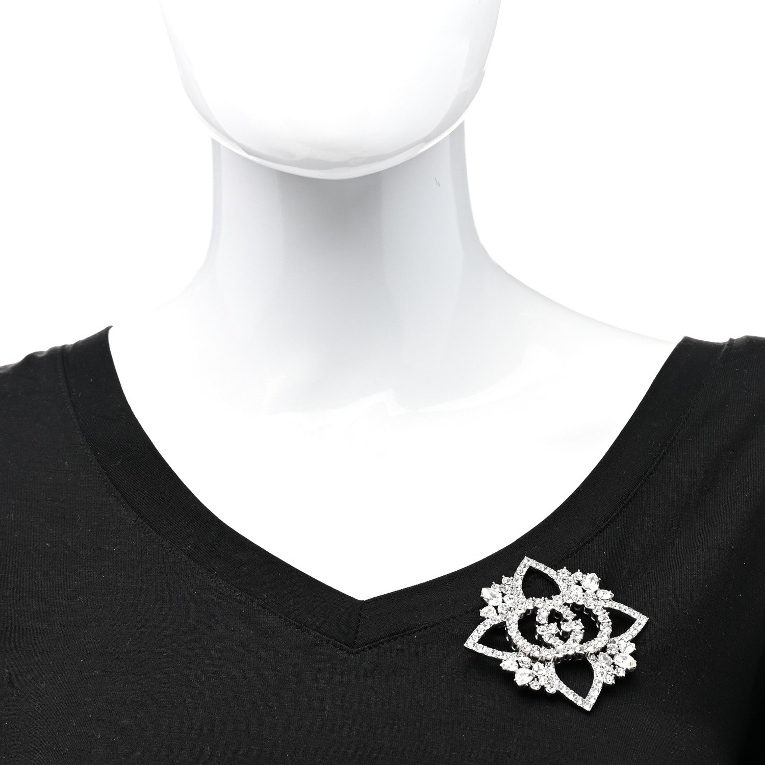 Gucci Metal Crystal GG Brooch Silver 2 of 3