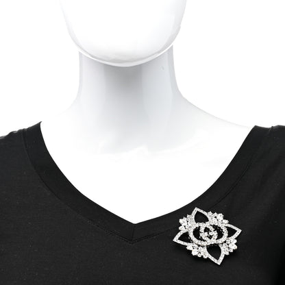 Gucci Metal Crystal GG Brooch Silver 2 of 3