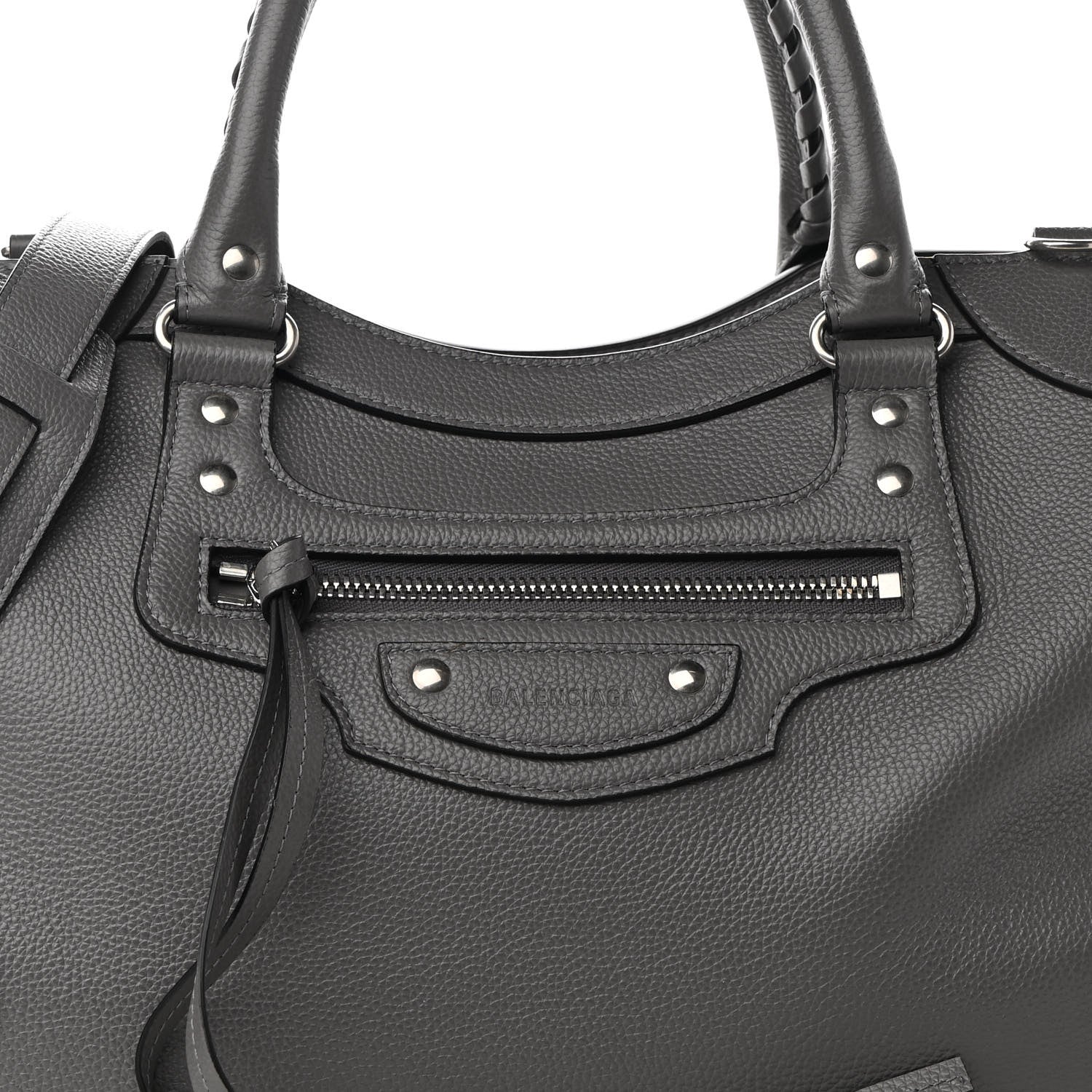 Balenciaga Grained Calfskin Neo Classic Silver Hardware Medium City Dark Grey 7 of 8