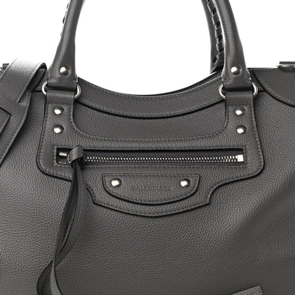 Balenciaga Grained Calfskin Neo Classic Silver Hardware Medium City Dark Grey 7 of 8