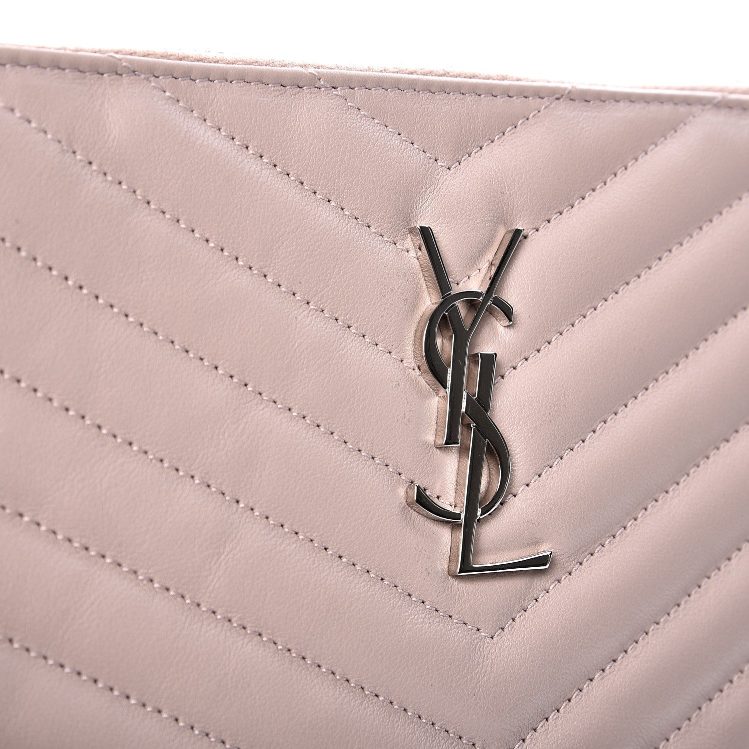 Saint Laurent Calfskin Matelasse Chevron Monogram A5 Wristlet Rose Poudre 8 of 10