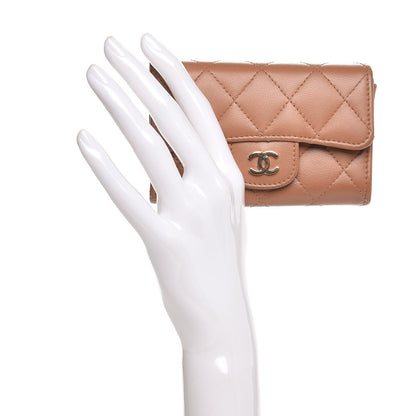 Chanel Lambskin Quilted Flap Card Holder Beige 2 of 9