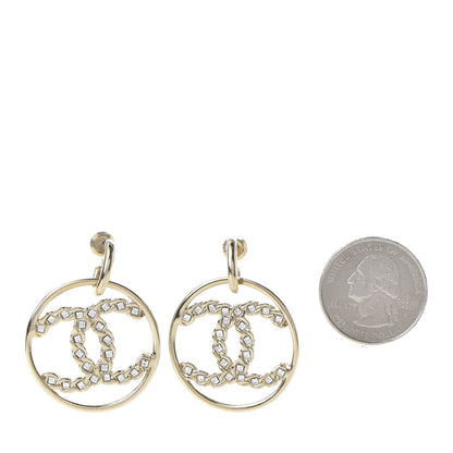 Chanel Crystal Chain Strass CC Drop Earrings Gold 2 of 5