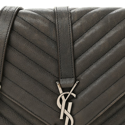 Saint Laurent Sheepskin Matelasse Chevron Monogram Medium College Bag Asphalt 9 of 15
