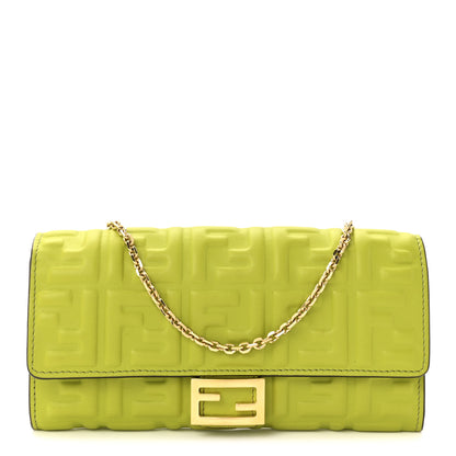 Fendi Nappa Matisse FF Embossed Continental Wallet On Chain Wasabi 1 of 11