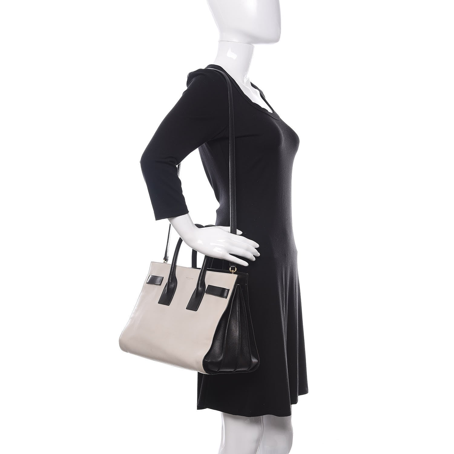 Saint Laurent Calfskin Small Sac De Jour White Black 2 of 18